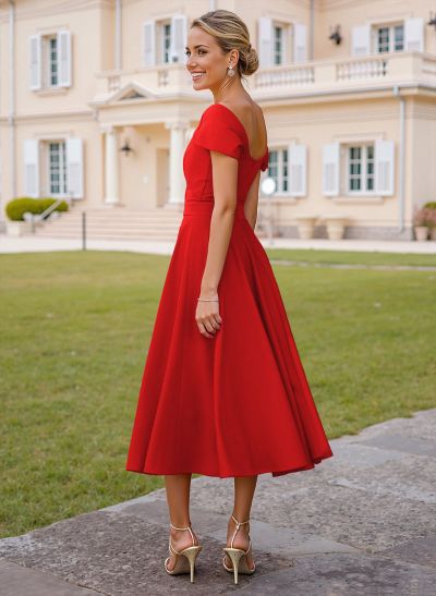 Off-The-Shoulder Tea-Length A-Line Mother Of The Bride Dresses Off-The-Shoulder Tea-Length A-Line Mother Of The Bride Dresses