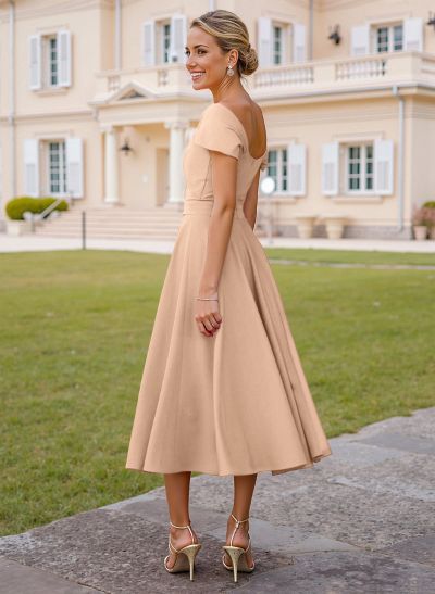 Off-The-Shoulder Tea-Length A-Line Mother Of The Bride Dresses