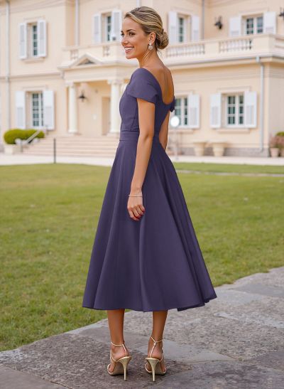 Off-The-Shoulder Tea-Length A-Line Mother Of The Bride Dresses