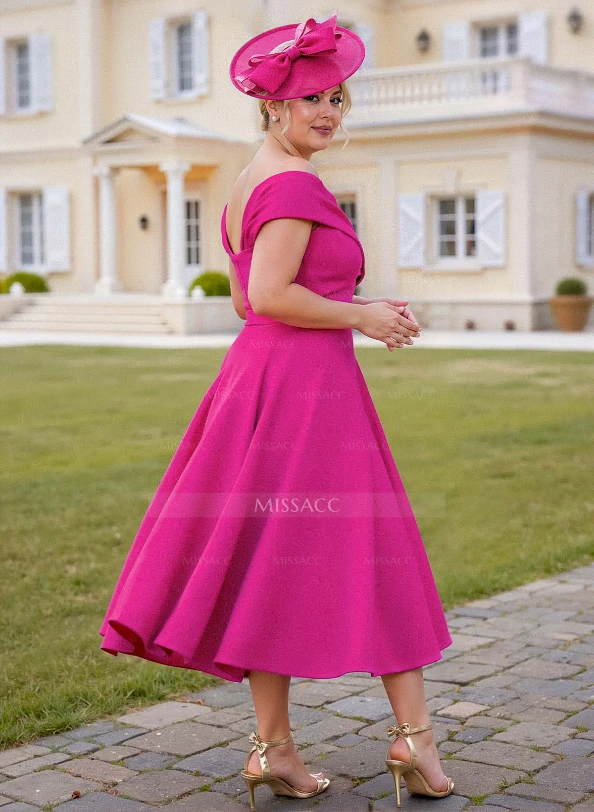 green emerald velvet dress Zapaka Women Pink Mother of The Bride Dress Satin A Line Tea Length Wedding Guest Dress with Sleeves, Pink / US22W main image 1