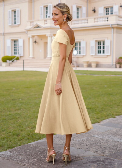 Off-The-Shoulder Tea-Length A-Line Mother Of The Bride Dresses