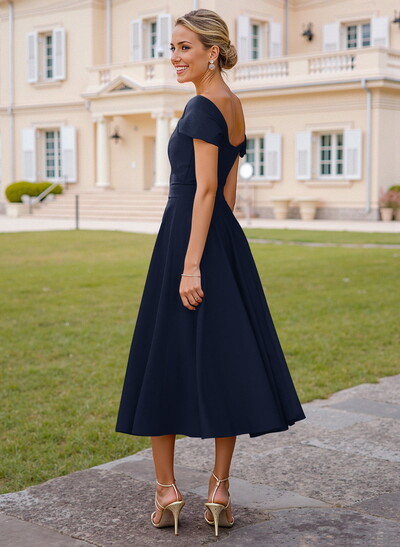 Off-The-Shoulder Tea-Length A-Line Mother Of The Bride Dresses