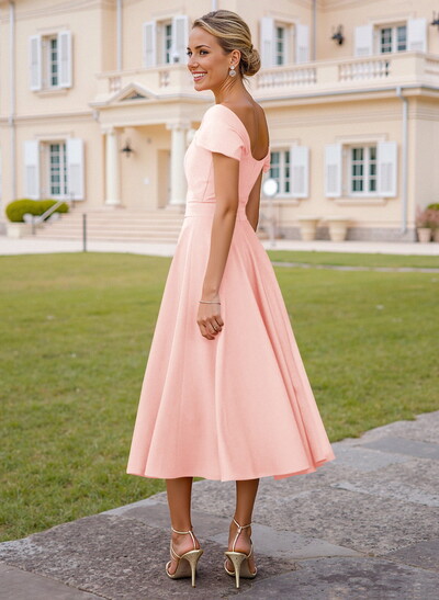 Off-The-Shoulder Tea-Length A-Line Mother Of The Bride Dresses