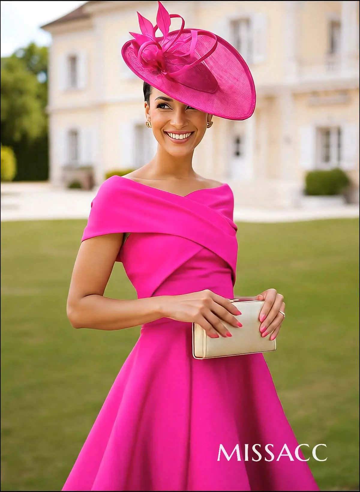 Off-The-Shoulder Tea-Length A-Line Mother Of The Bride Dresses