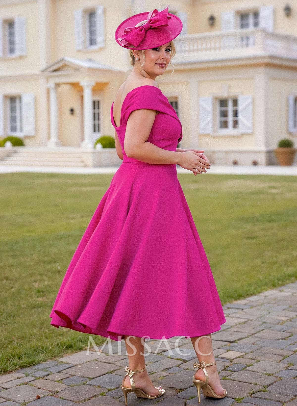 Off-The-Shoulder Tea-Length A-Line Mother Of The Bride Dresses