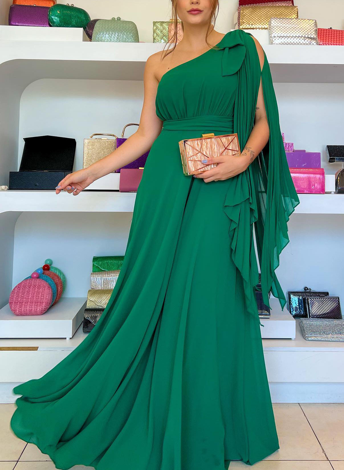 Robes De Mère De La Mariée Plissées À Une Épaule En Ligne A