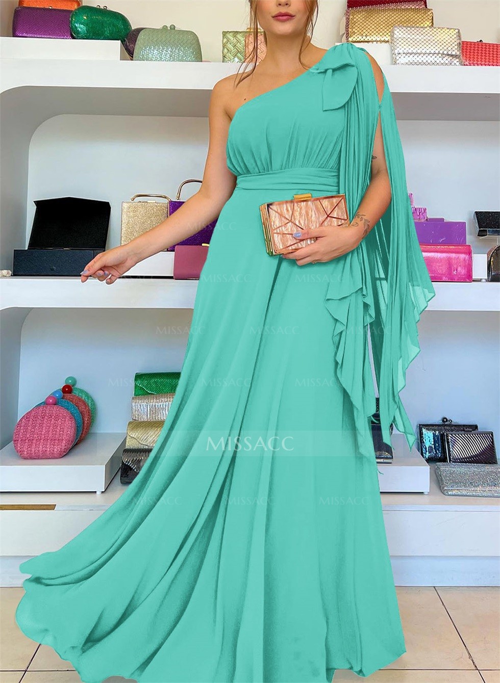 One-Shoulder Pleated A-Line Mother Of The Bride Dresses