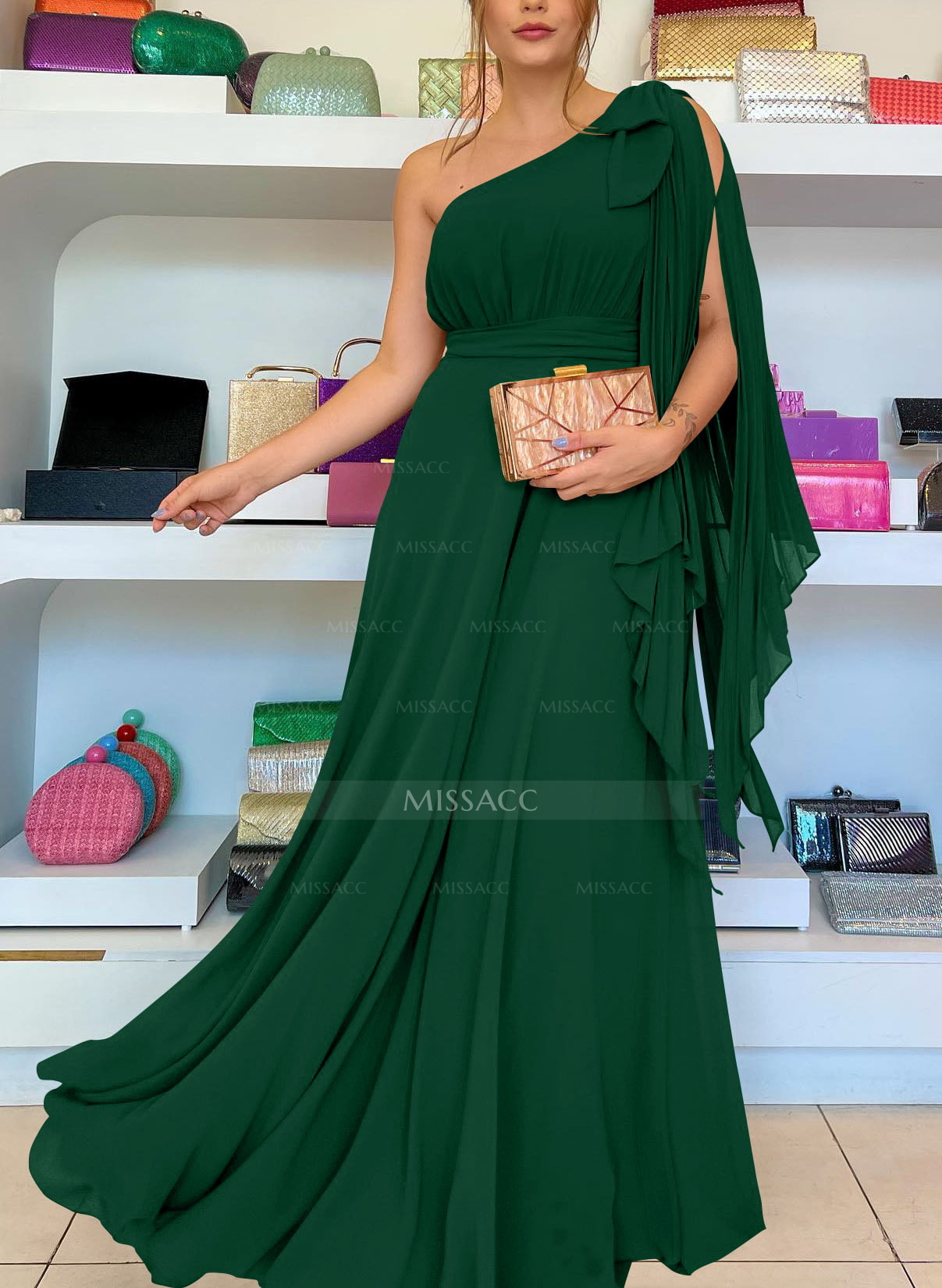 One-Shoulder Pleated A-Line Mother Of The Bride Dresses