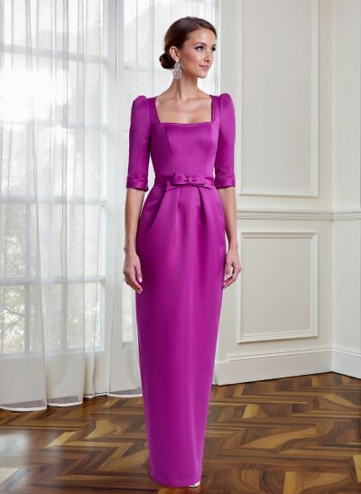 Sheath/Column Square Neckline 1/2 Sleeves Satin Mother Of The Bride Dresses