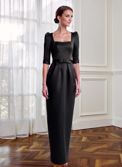 Sheath/Column Square Neckline 1/2 Sleeves Satin Mother Of The Bride Dresses