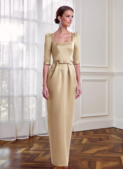 Sheath/Column Square Neckline 1/2 Sleeves Satin Mother Of The Bride Dresses