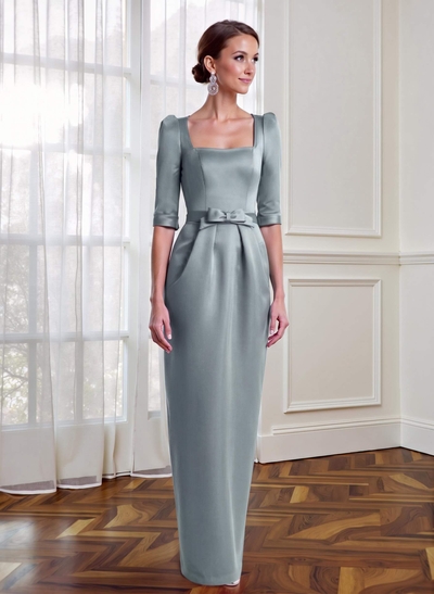 Sheath/Column Square Neckline 1/2 Sleeves Satin Mother Of The Bride Dresses