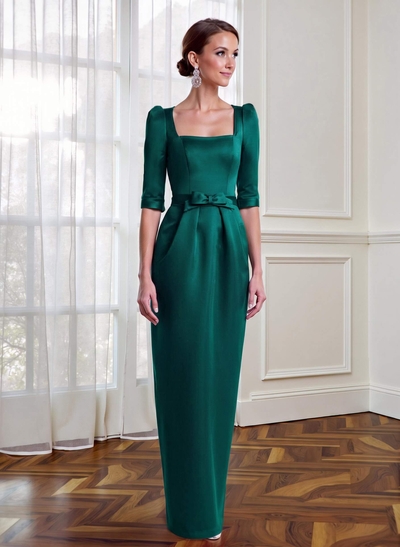 Sheath/Column Square Neckline 1/2 Sleeves Satin Mother Of The Bride Dresses