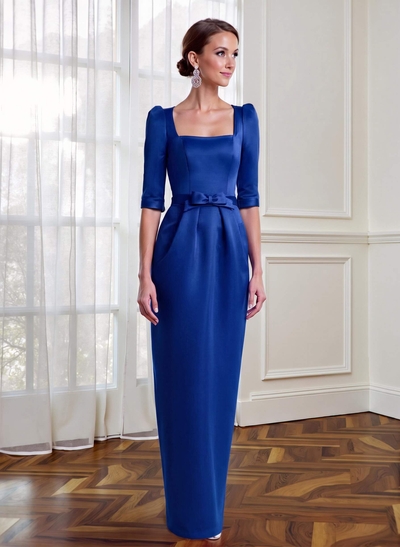 Sheath/Column Square Neckline 1/2 Sleeves Satin Mother Of The Bride Dresses