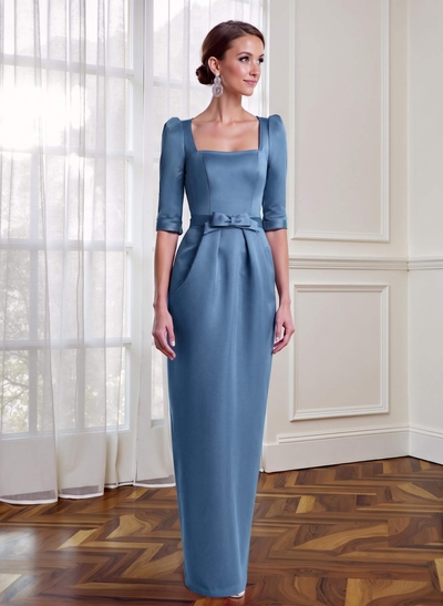 Sheath/Column Square Neckline 1/2 Sleeves Satin Mother Of The Bride Dresses