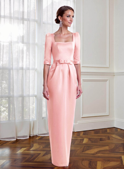 Sheath/Column Square Neckline 1/2 Sleeves Satin Mother Of The Bride Dresses
