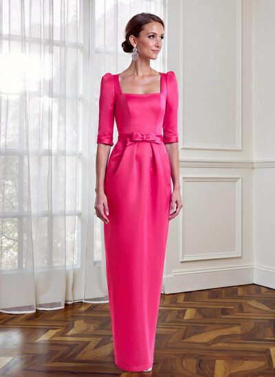 Sheath/Column Square Neckline Half Sleeve Satin Mother Of The Bride Dresses