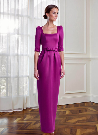 Sheath/Column Square Neckline 1/2 Sleeves Satin Mother Of The Bride Dresses