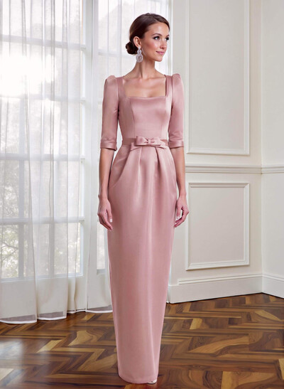 Sheath/Column Square Neckline 1/2 Sleeves Satin Mother Of The Bride Dresses