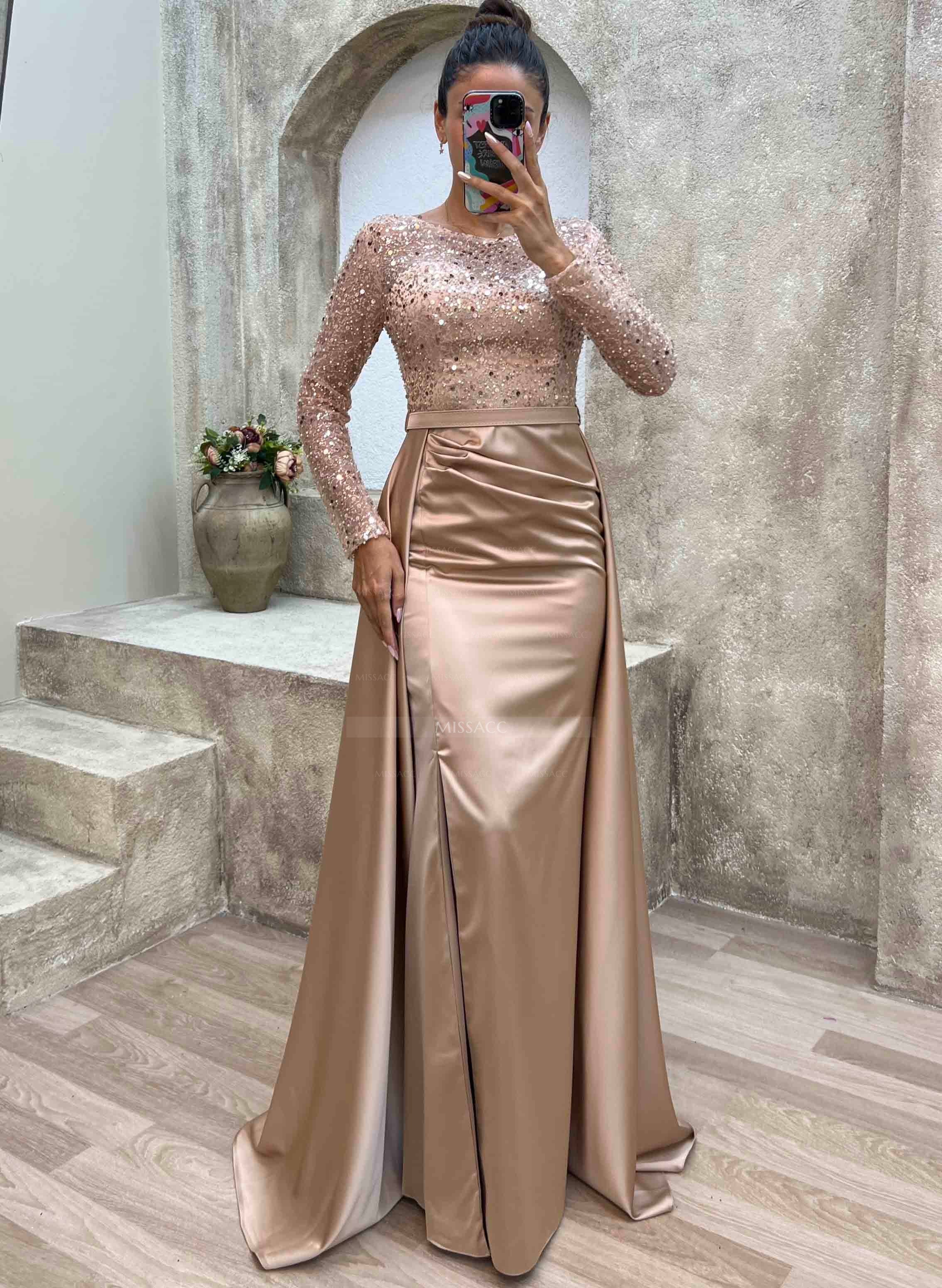 Jumpsuit V Neck Sparkly Sequined Mother of the Bride Dresses with Scarf main image 1