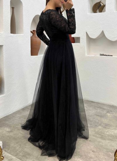Lace Long Sleeves A-Line Tulle Mother Of The Bride Dresses