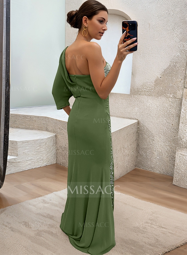 One-Shoulder Luxury Beading Trumpet/Mermaid Mother Of The Bride Dresses