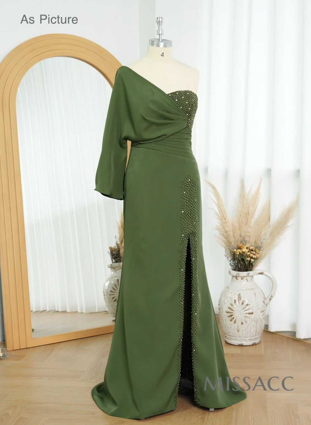 One-Shoulder Luxury Beading Trumpet/Mermaid Mother Of The Bride Dresses