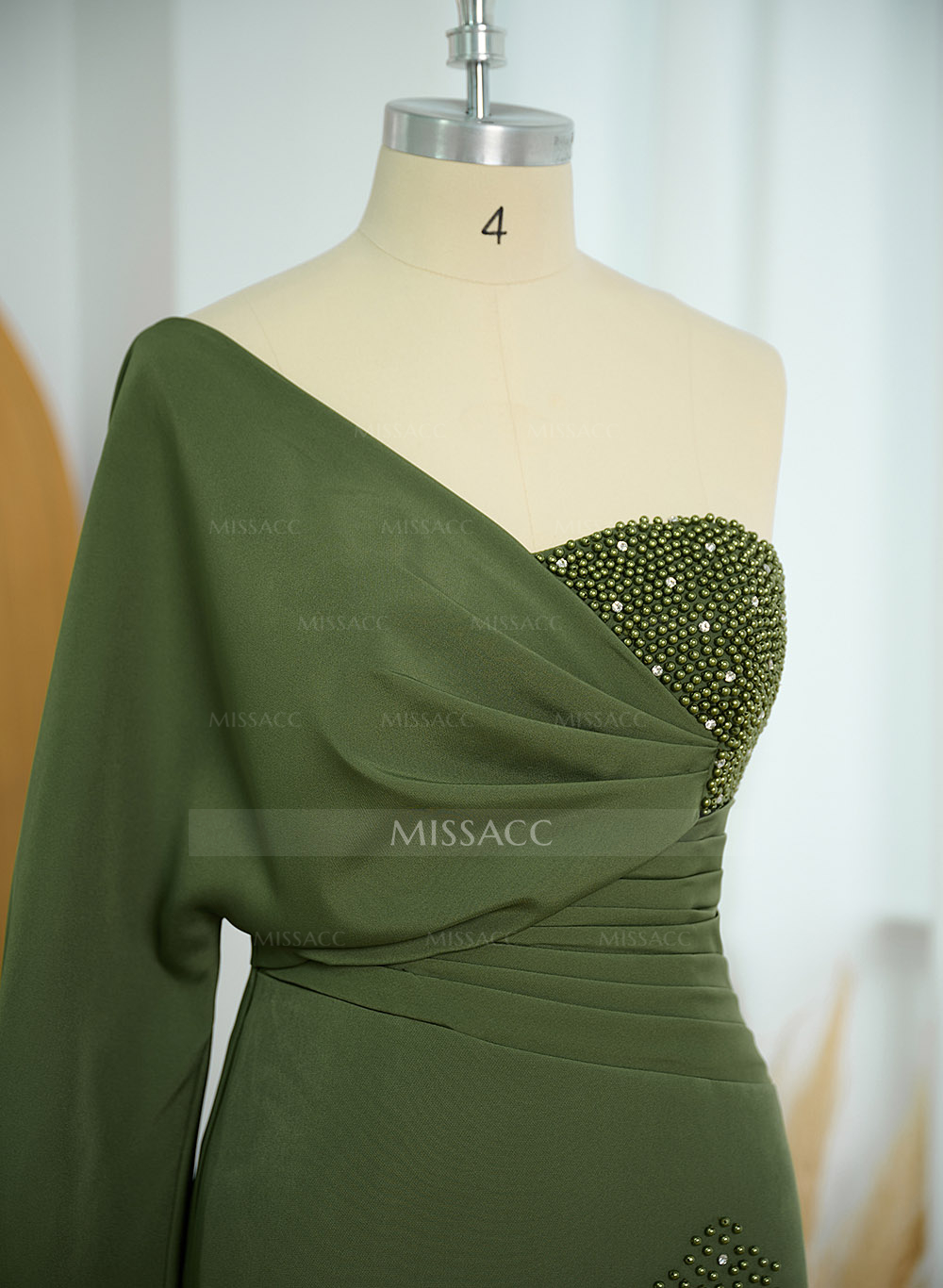 One-Shoulder Luxury Beading Trumpet/Mermaid Mother Of The Bride Dresses
