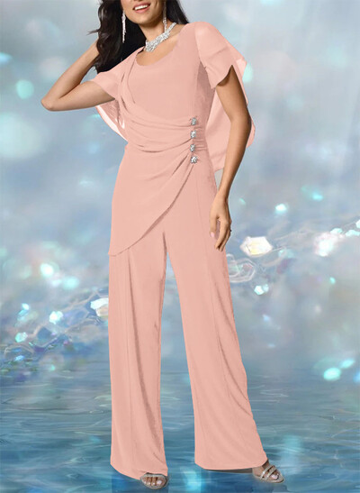 Jumpsuit/Pantsuit Elegant Wrap Mother Of The Bride Dresses