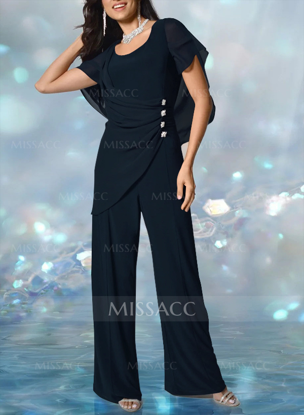 Jumpsuit/Pantsuit Elegant Wrap Mother Of The Bride Dresses