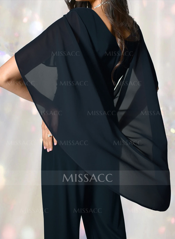 Jumpsuit/Pantsuit Elegant Wrap Mother Of The Bride Dresses