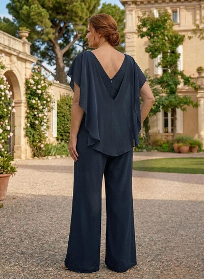 Jumpsuit/Pantsuit Elegant Wrap Mother Of The Bride Dresses