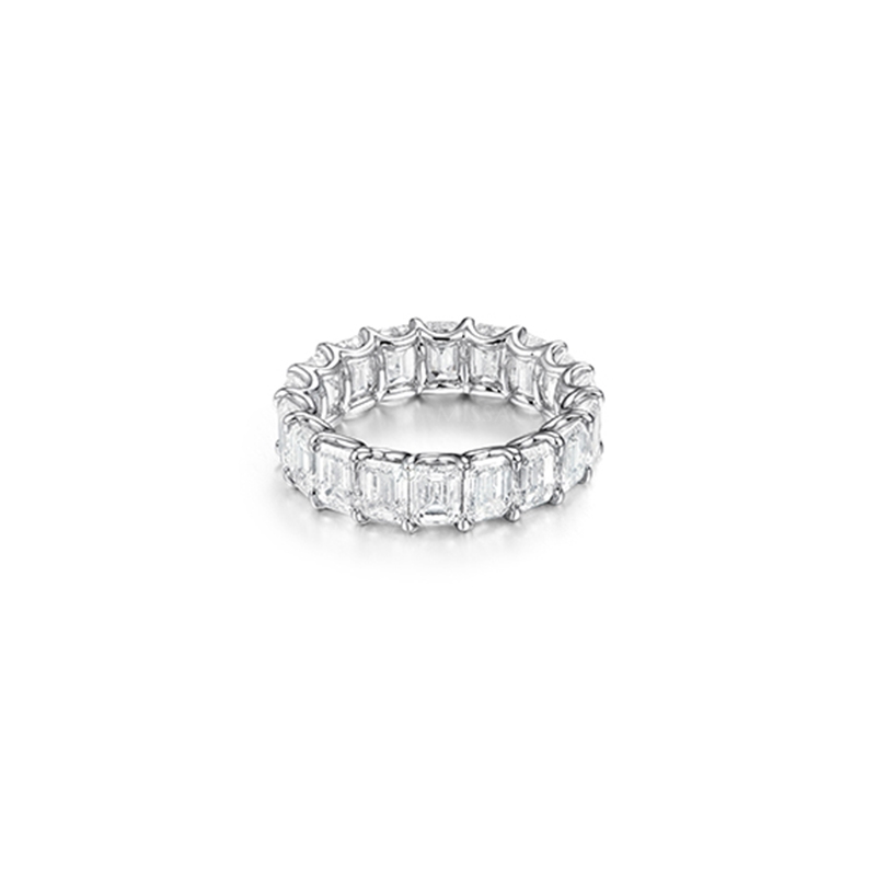 7.3ct Emerald Cut Wedding Band In Sterling Silver
