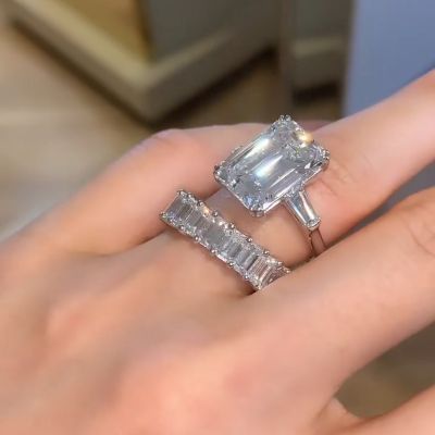 6.0ct Emerald Cut Eternity Wedding Sets Ring