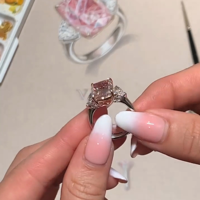 5ct Fancy Intense Elongated Cushion Cut Engagement Ring