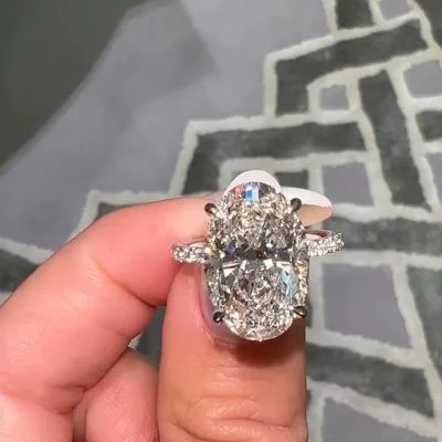 Oval Cut Sona Simulated Diamond Engagement Rings In Sterling Silver