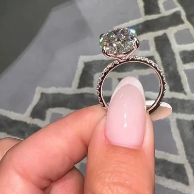 Oval Cut Sona Simulated Diamond Engagement Rings In Sterling Silver