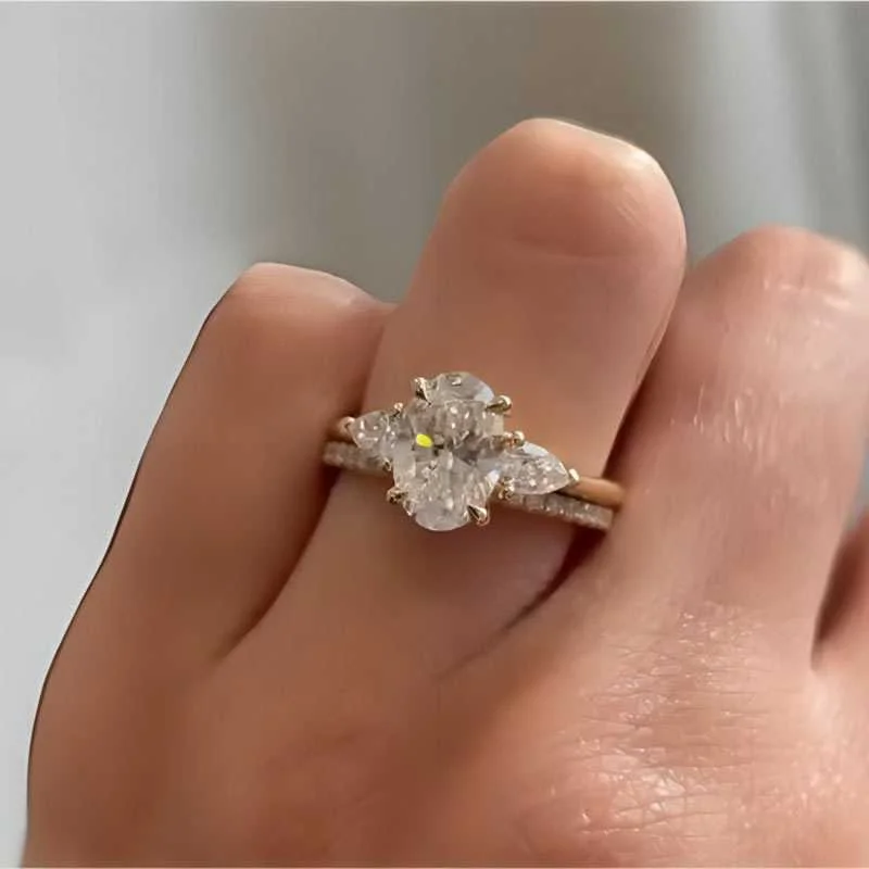 Oval Cut Yellow Gold Women's Wedding Ring Sets