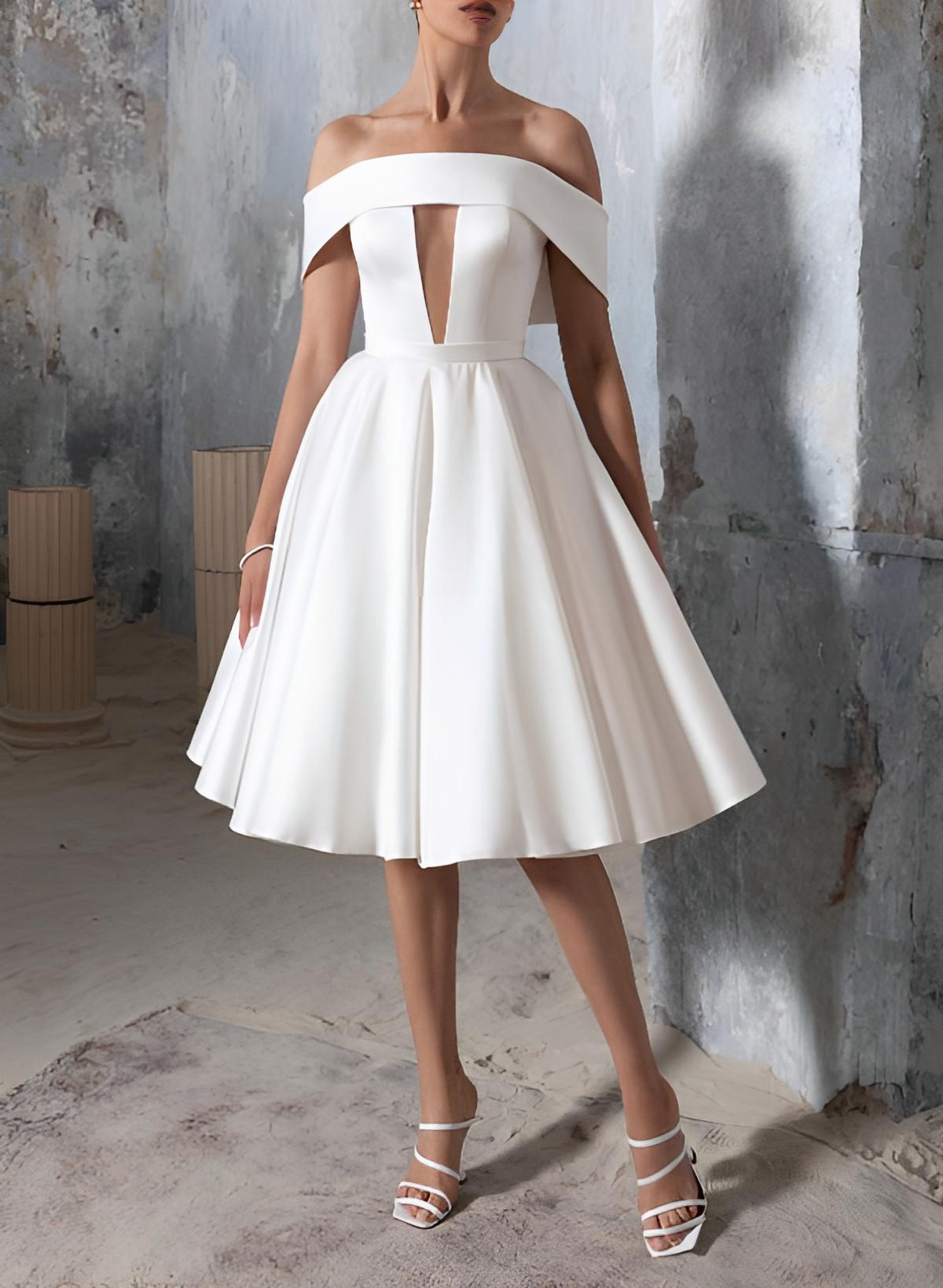 Elegant A-Line Sleeveless Short/Mini Tulle Wedding Dresses