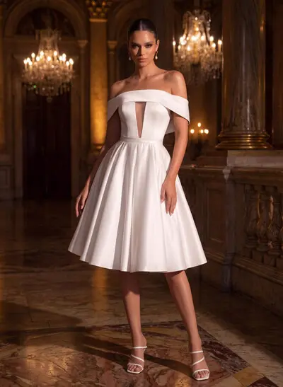 Elegant A-Line Sleeveless Short/Mini Tulle Wedding Dresses