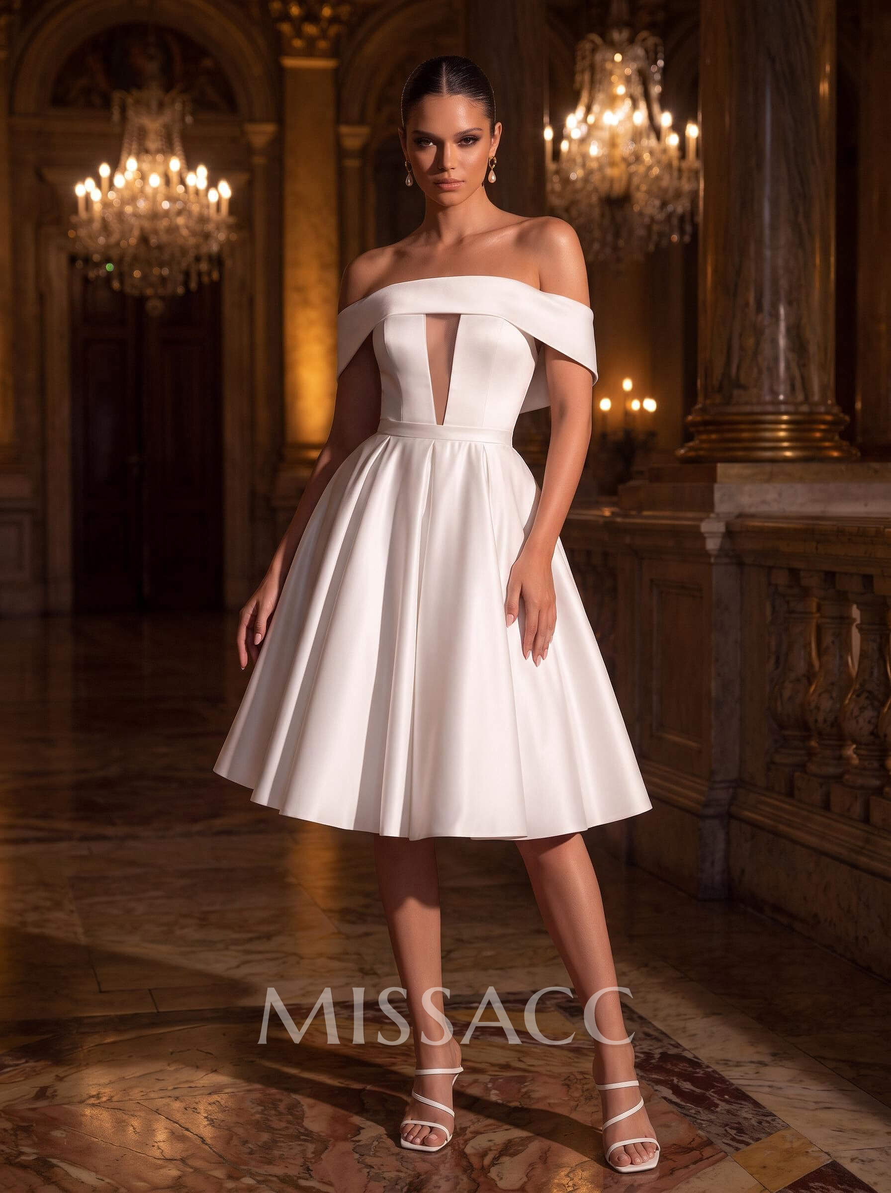 Elegant A-Line Sleeveless Short/Mini Tulle Wedding Dresses