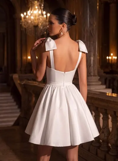 Sweet A-Line Sweetheart Sleeveless Short/Mini Satin Wedding Dresses