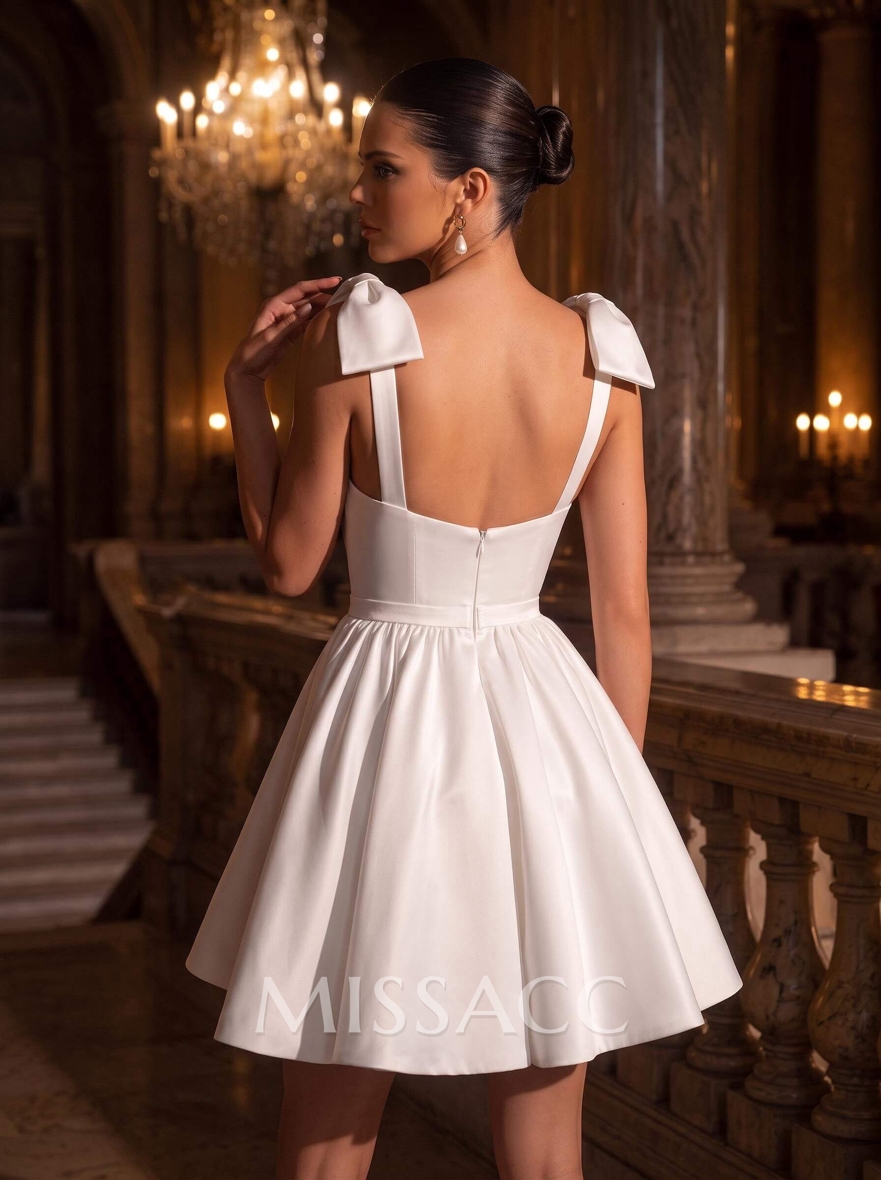 Sweet A-Line Sweetheart Sleeveless Short/Mini Satin Wedding Dresses