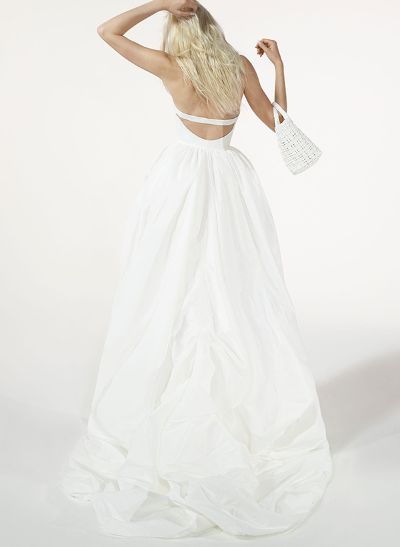 Sweetheart Sleeveless Asymmetrical Taffeta Wedding Dresses