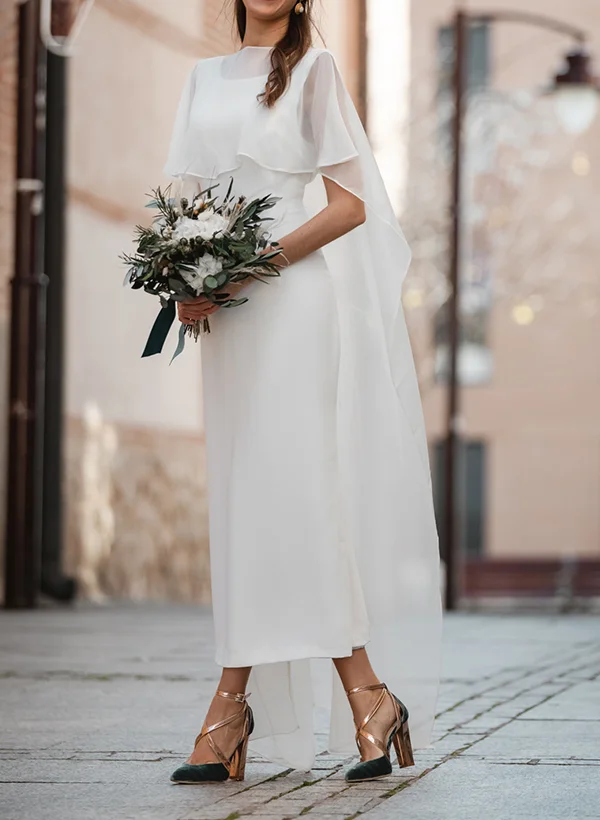 navy blue dress for baby girl Scoop Neck Tea-Length A-Line/Princess Tulle Wedding Dresses With Appliqued  Flowers Appliqued - Wedding Dresses