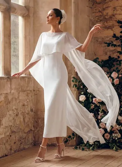 A-Line Scoop Neck Sleeveless Ankle-Length Wedding Dresses