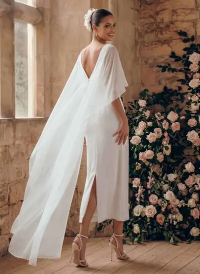 A-Line Scoop Neck Sleeveless Ankle-Length Wedding Dresses