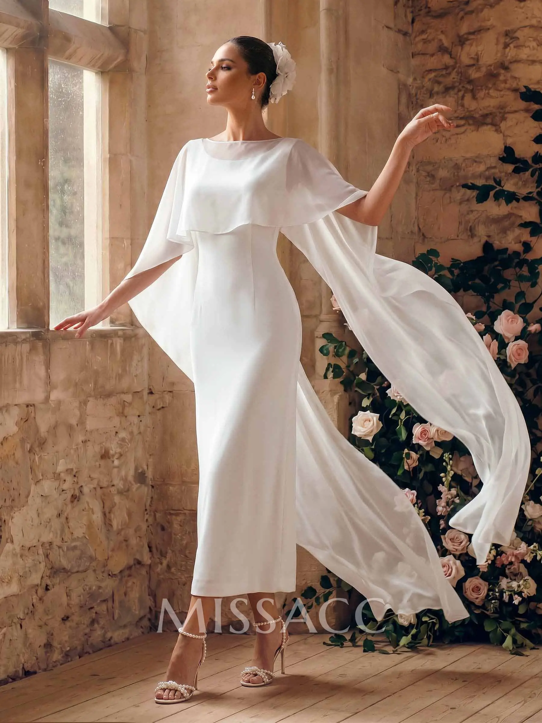 ankle length wedding dress uk Vintage Wedding Ankle Length Wedding Dresses With Sleeves Vintage A-line Tulle Tea-Length Wedding Dress With 3/4 Sleeves And