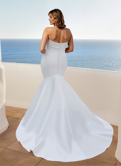 Elegant Trumpet/Mermaid Sweetheart Sleeveless Satin Wedding Dresses