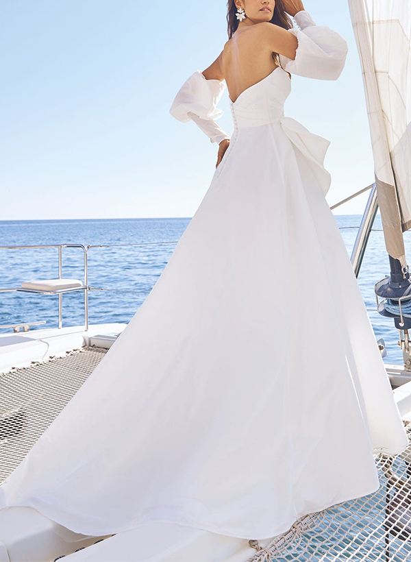 A-Line Wedding Dress With Sweetheart Neckline/Exposed Back